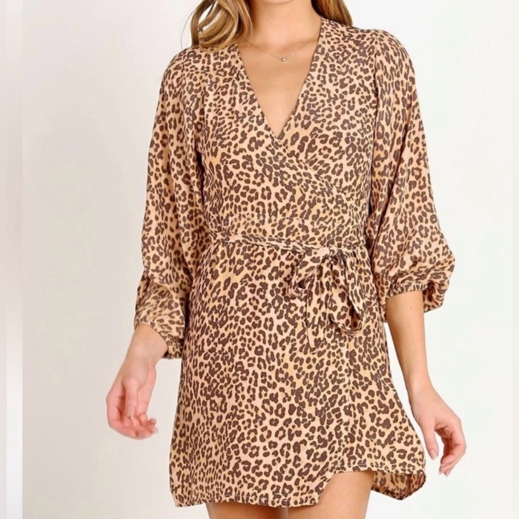 Faithful The Brand: Leopard Print Wrap Mini Dress